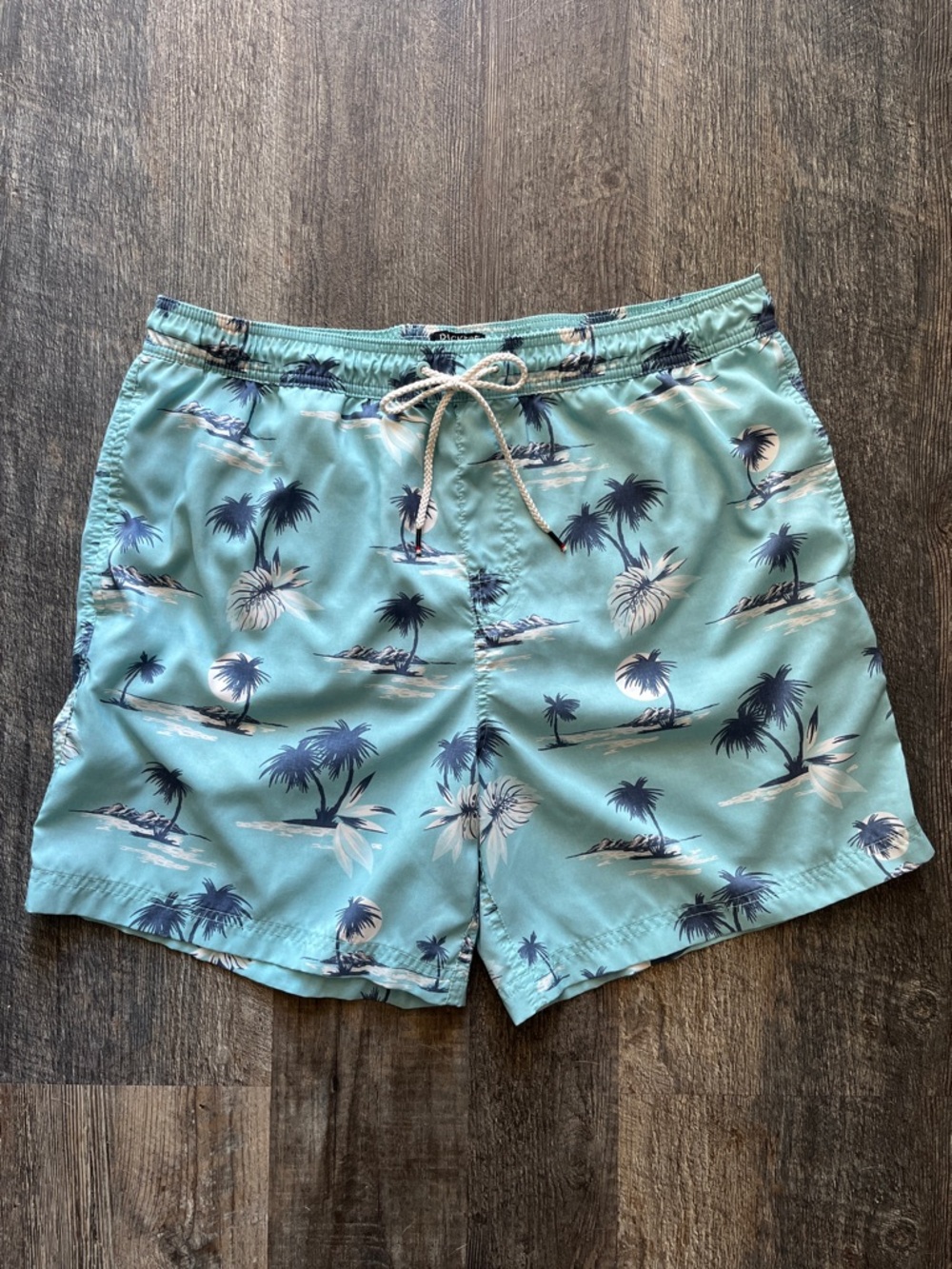 Dockers Aqua Palm Print Swim Trunks